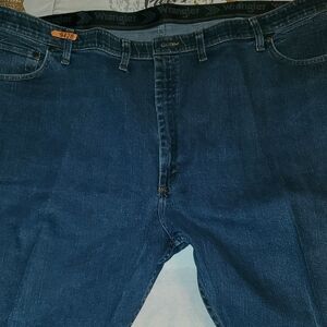 Wrangler Men's 48 X 30 Deep Blue Relaxed Starched Jeans